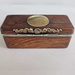 Historic 19c Estate Gold Silver 13c Wood Snuff Box With Royal Connection